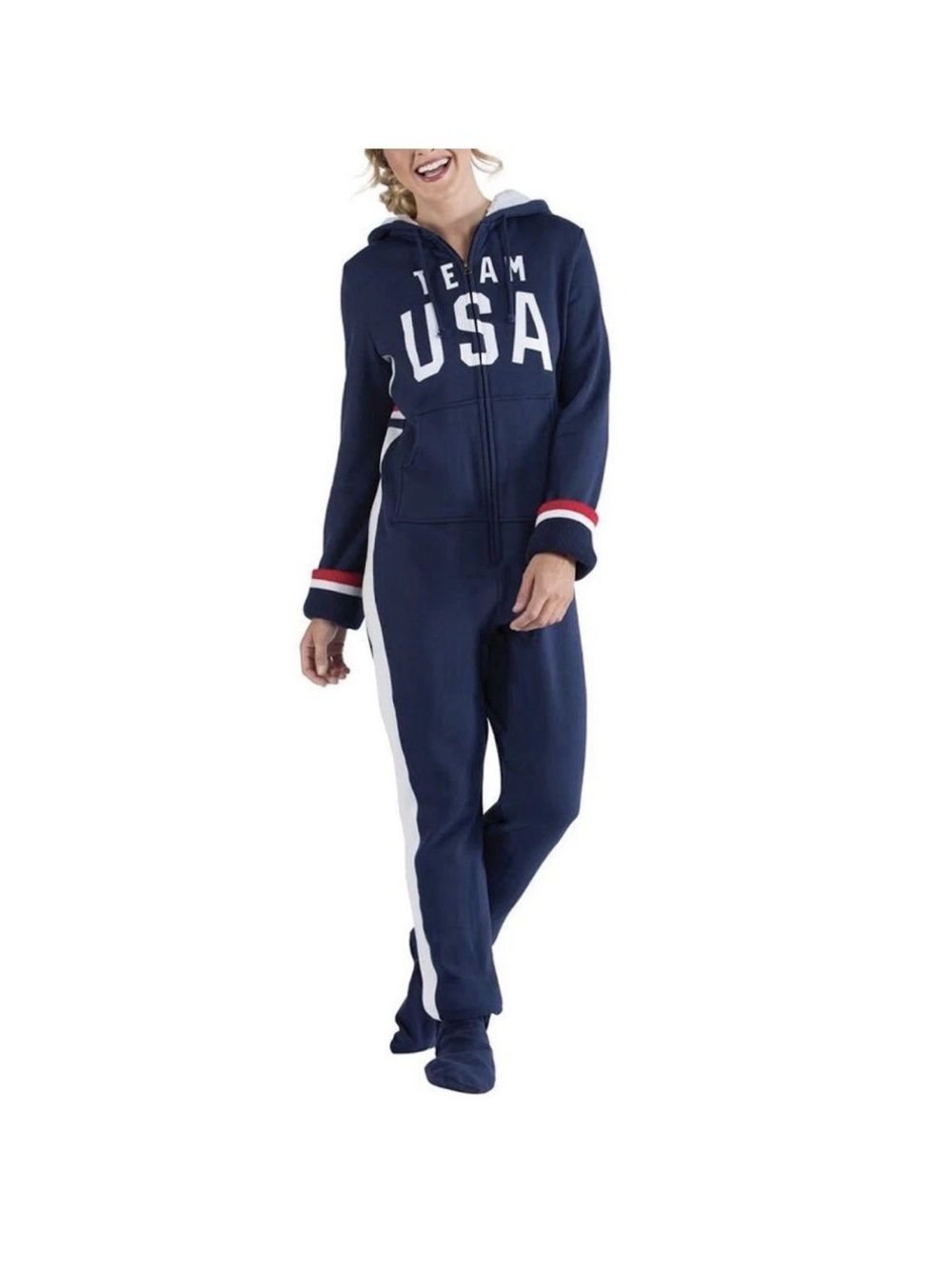 USA Team Navy Hooded Jumpsuit - Women